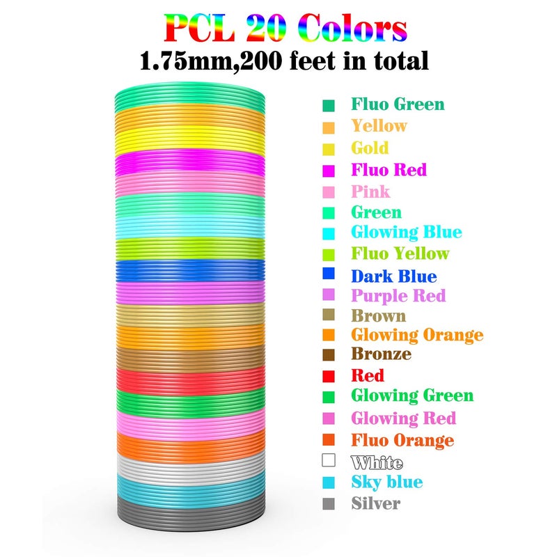 BBita 3D Printing Pen PCL Filament Refills 1.75mm, Pack of 20 Colors, Low Melting Temp of 70â„ƒ, High-Precision Diameter, Non-Toxic Non-Clogging(200 FT)ï¼ˆnot Included 3D Penï¼‰ - Image 5